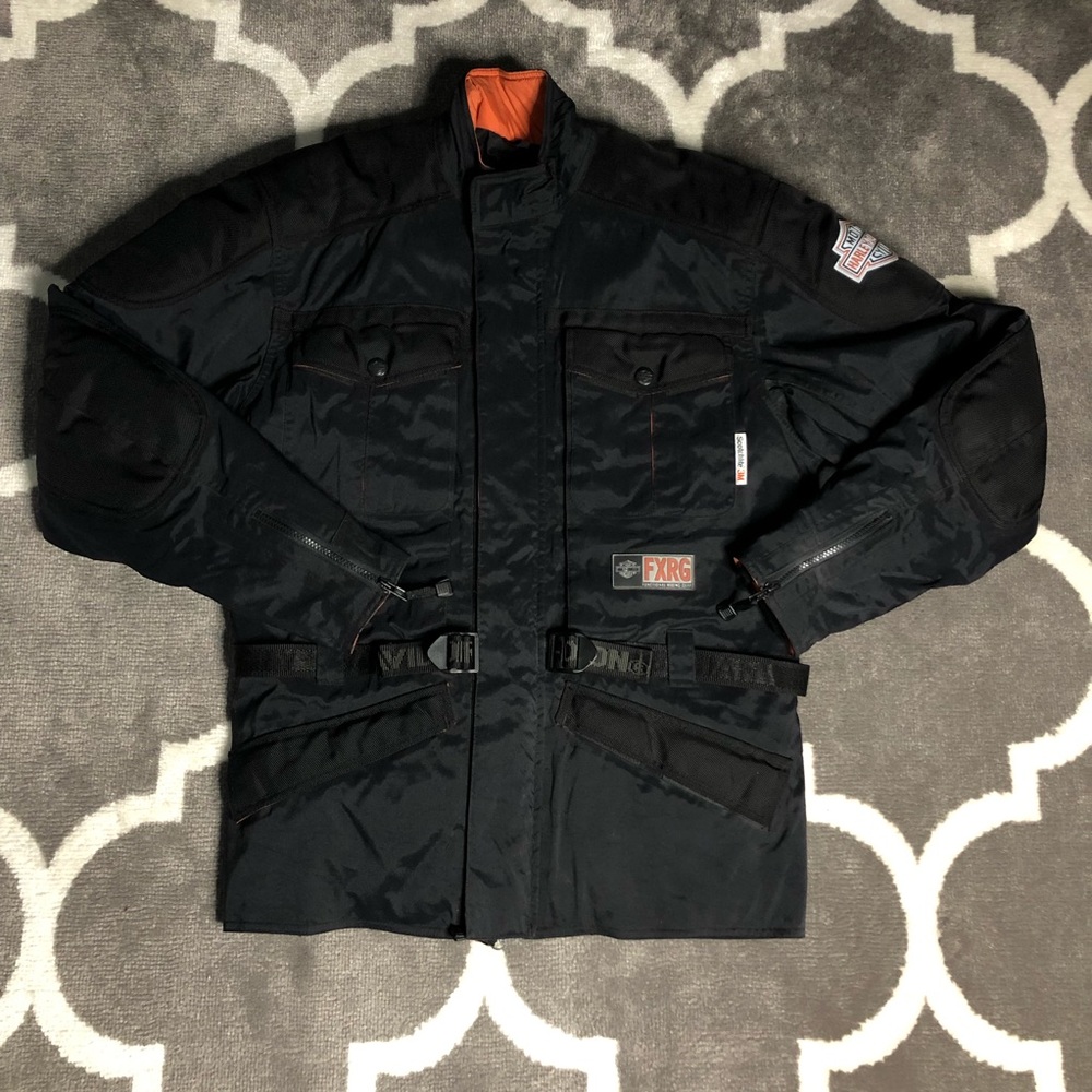 Harley Davidson Jacket Medium Fxrg Functional Riding Gear Coat Spellout Black